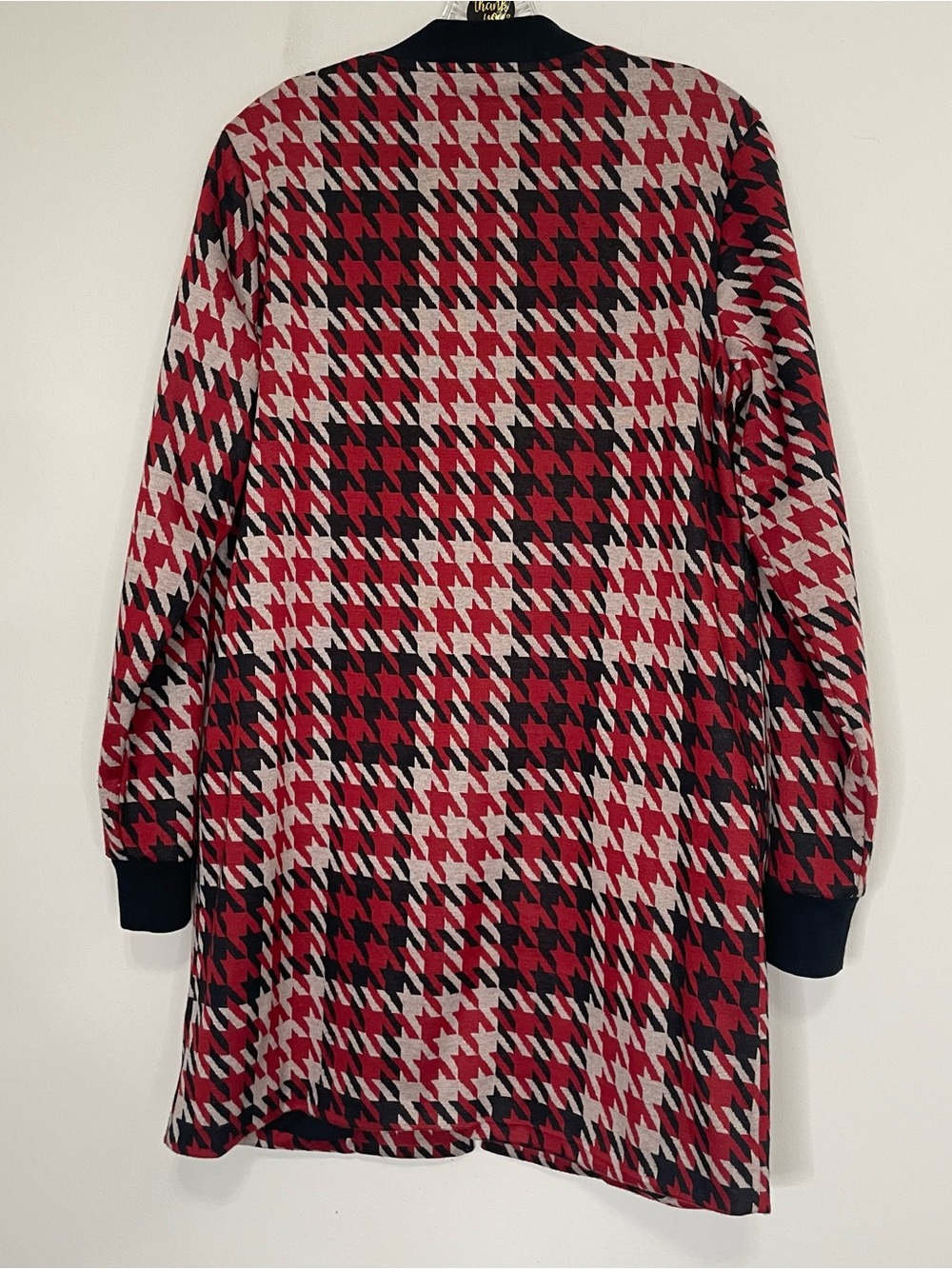 Sanctuary -Red Houndstooth Zip-Front Sweater Jacket ~ Size Small- Office - Picture 11 of 11